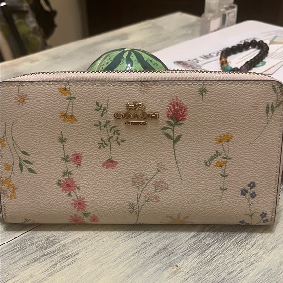 Coach Floral Print Wallet - Cream and Multicolor - Picture 1 of 8